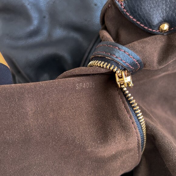 Authentic Louis Vuitton Mahina hobo L Leather monogram dark blue bag B0905 - Picture 13 of 16